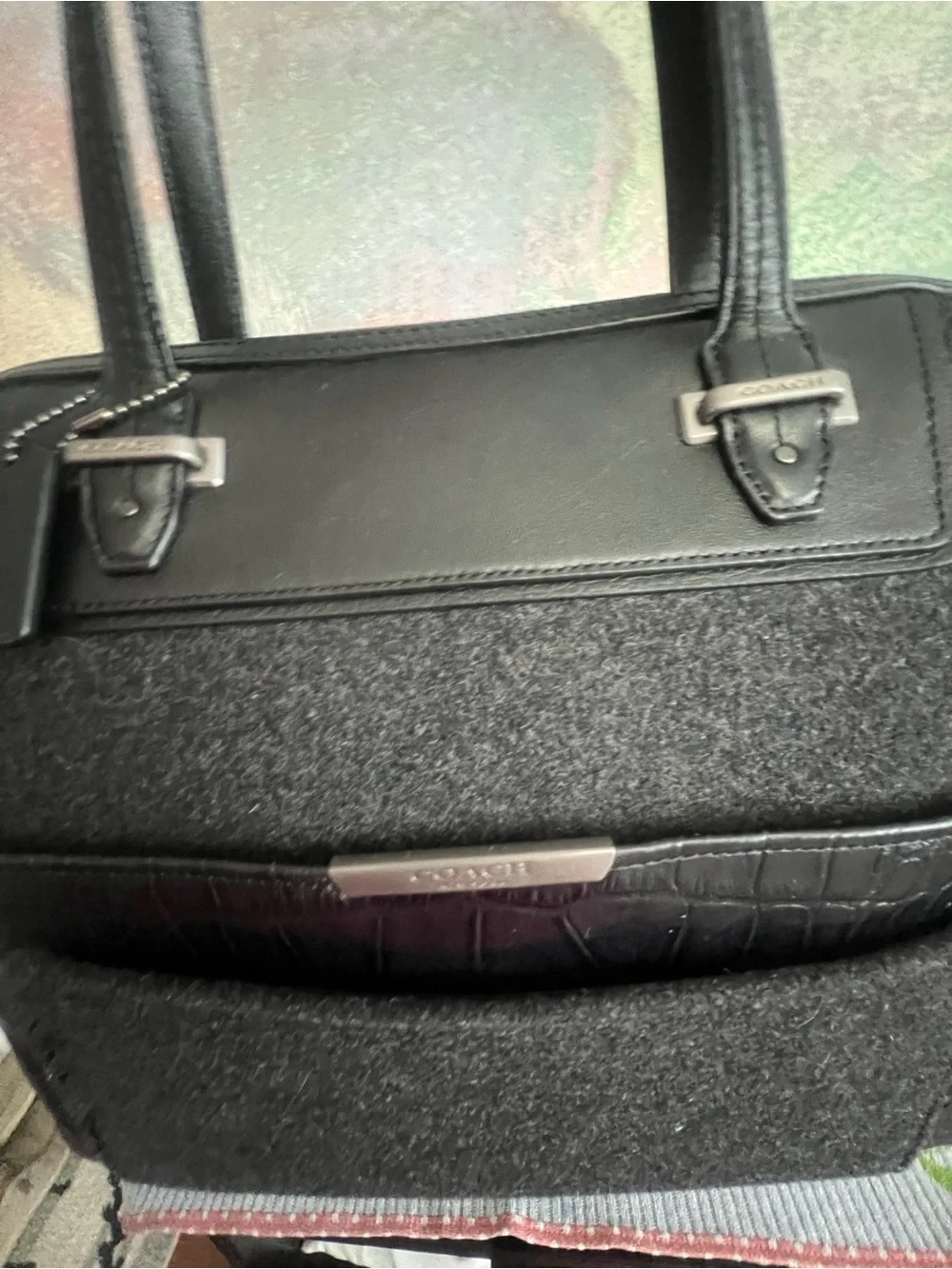 Coach 2014 Taylor Wool/Croc Bowler Satchel.
